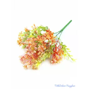 Vegyes művirágos műzöld csokor 32 cm - Narancs