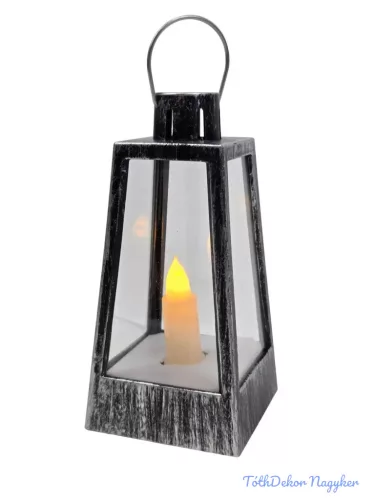 LED lámpás szögletes 12 cm - Antikolt Ezüst