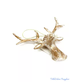 Metálos műanyag szarvas - Antikolt arany fej