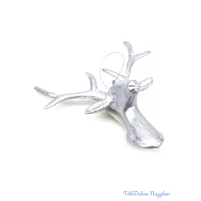 Metálos műanyag szarvas - Antikolt ezüst fej