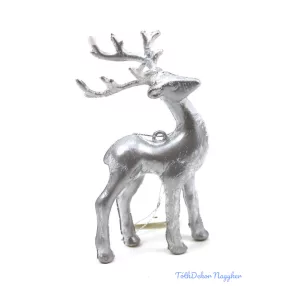 Metálos műanyag szarvas - Antikolt ezüst álló