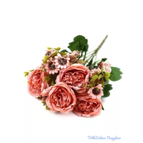   Vegyes színű peóniás kis csokor 31cm 134 - Fáradt Rózsaszín
