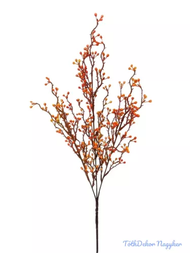 Apró bogyós műzöld ág 70 cm - Narancs