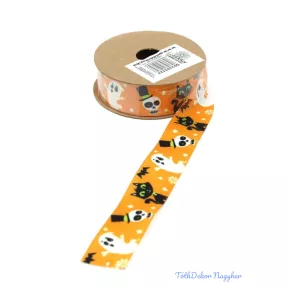 Őszi mintás ripsz szalag 25mm x 10y - Cicás