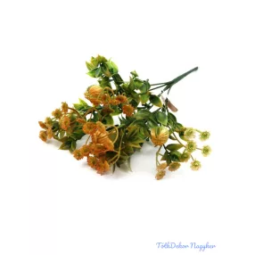 Műzöld leveles apró virágos csokor 33 cm 383 - Narancs