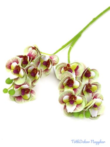 Orchidea 2 ágú szálas művirág 32 cm - Zöld