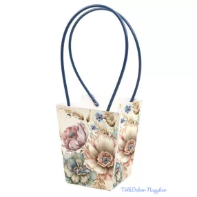 Virágtáska nagy trapéz - Antik peony mintás