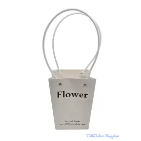 Virágtáska nagy trapéz Flower - Fehér