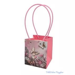 Virágtáska kocka, mintás - Rózsaszín pillangós