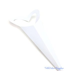 Szíves szálas virág csomagoló 45cm - Fehér