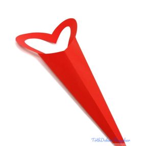 Szíves szálas virág csomagoló 45cm - Piros