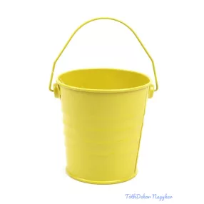 Színes bádog füles vödör 10cm - Sárga