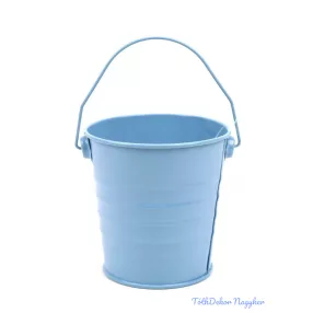Színes bádog füles vödör 10cm - Kék