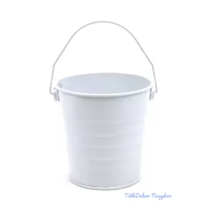 Színes bádog füles vödör 10cm - Fehér