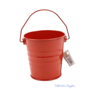 Színes bádog füles vödör 10cm - Piros