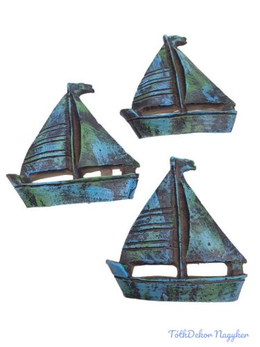 Nyári dekor - Vitorlás hajó antik kb 6,5x6cm 3db/csomag