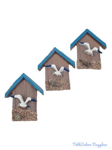 Nyári dekor - Házikó sirállyal kb 5,5x6,5cm 3db/csomag