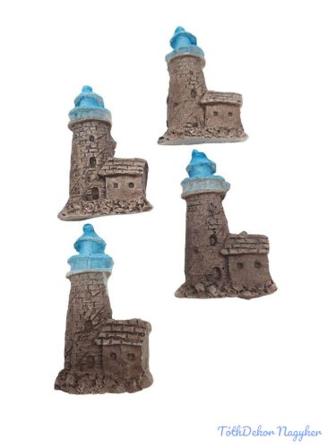 Nyári dekor - Világítótorony házikóval kb 5x3cm 4db/csomag