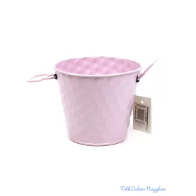 Rombusz mintás füles bádog kaspó 10cm - Rózsaszín