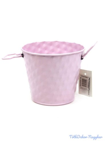 Rombusz mintás füles bádog kaspó 10cm - Rózsaszín