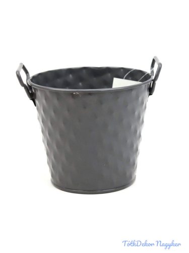 Rombusz mintás füles bádog kaspó 10cm - Szürke