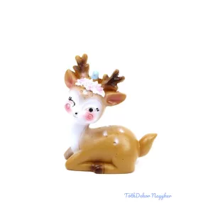 Kék madaras virágos őzike figura 5x7cm