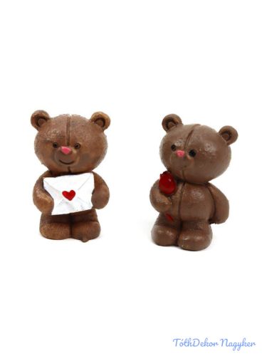 Barna maci figura rózsával 4cm