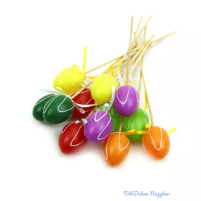 Színes tojás fa pálcán 12db/csomag - Hullámos