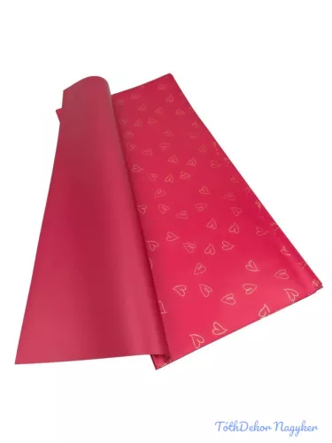 Fólia ív 57x57cm 20db/csomag - Rajzolt szív mintás Bordó