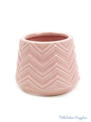 Széles aljú cikkcakk mintás kaspó 7cm - Rózsaszín