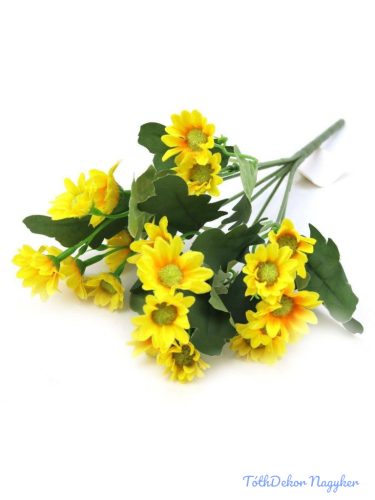 Margaréta selyemvirág csokor 32cm - Sárga