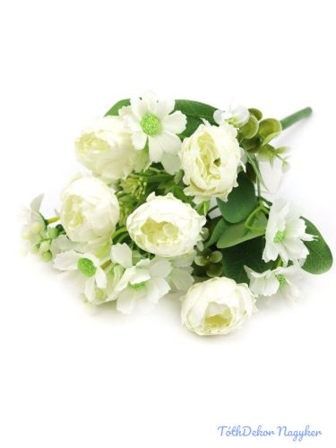 Boglárka csokor kiegészítőkkel 35cm - Fehér