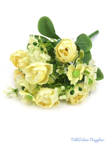 Boglárka csokor kiegészítőkkel 35cm - Krém