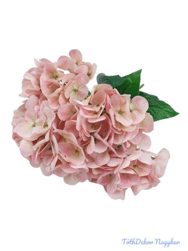Erezett gumis szirmú hortenzia 5ágú csokor 46cm - Fáradt Rózsaszín
