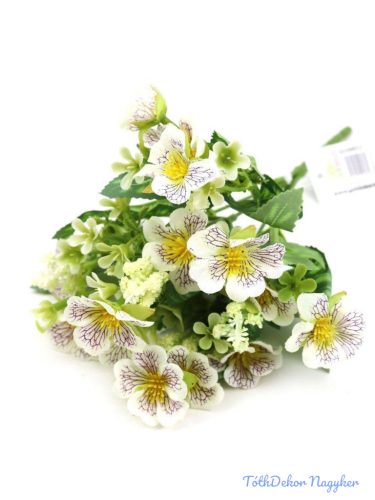 Kisfejű árvácska csokor 28cm - Törtfehér