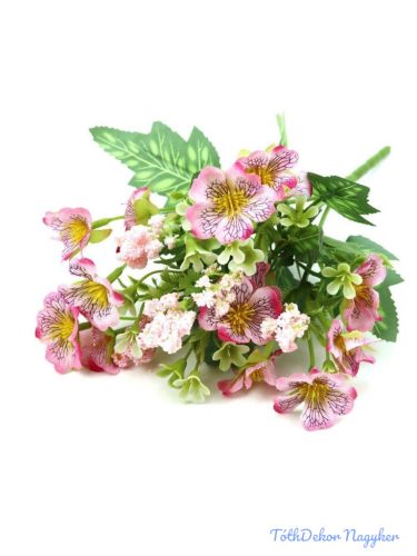 Kisfejű árvácska csokor 28cm - Rózsaszín