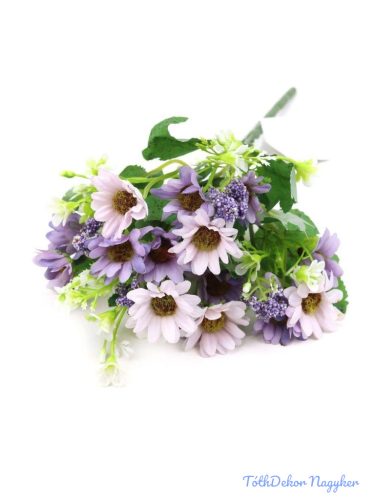 Vegyes színű margaréta csokor 28cm - Lila
