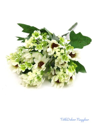 Vegyes színű margaréta csokor 28cm - Fehér