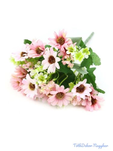 Vegyes színű margaréta csokor 28cm - Rózsaszín