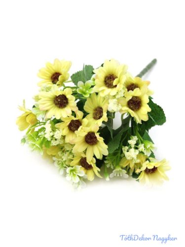Vegyes színű margaréta csokor 28cm - Sárga