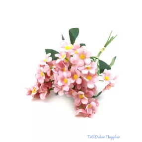   Apró virágos selyem csokor köteg 33cm - Fáradt Rózsaszín