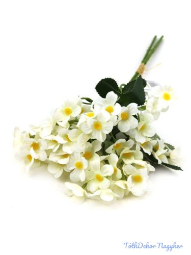 Apró virágos selyem csokor köteg 33cm - Fehér