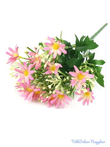 Szeldelt virágú margaréta csokor bogyóval 33cm - Mályva