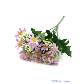 Szeldelt virágú margaréta csokor bogyóval 33cm - Lila