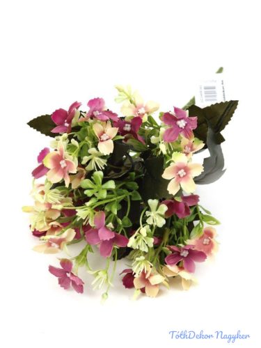 Kisvirágos selyem csokor 29cm - Mályva