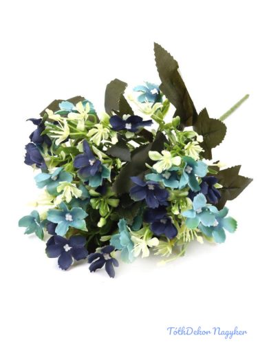 Kisvirágos selyem csokor 29cm - Kék