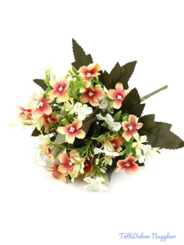 Kisvirágos selyem csokor 29cm - Cirmos Fehér