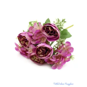 Vegyes ranunculus selyem csokor 31cm - Pink