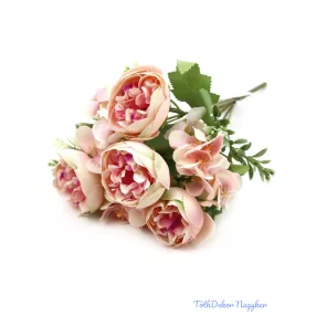 Vegyes ranunculus selyem csokor 31cm - Rózsaszín