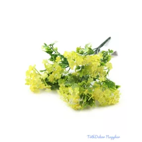 Kis művirágos műzöld díszítő csokor 31cm - Sárga